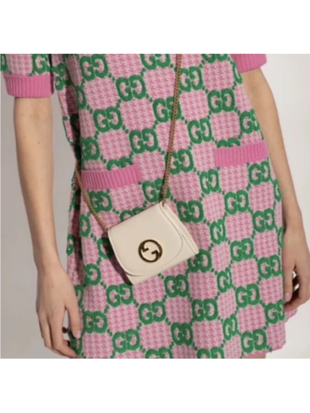 New Full Inclusion Gucci Blondie Leather Mini Crossbody Bag with Gold Logo